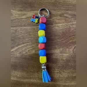 Large Autism Beaded Keychain